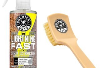 Chemical Guys SPI_191_16B Carpet & Upholstery Stain & Spot Remover Bundle – (1) 16 fl oz Lightning Fast Stain Extractor & (1) Nifty Detailing Brush, (Cars, Trucks, SUVs, RVs, Home, Interior, Pets)